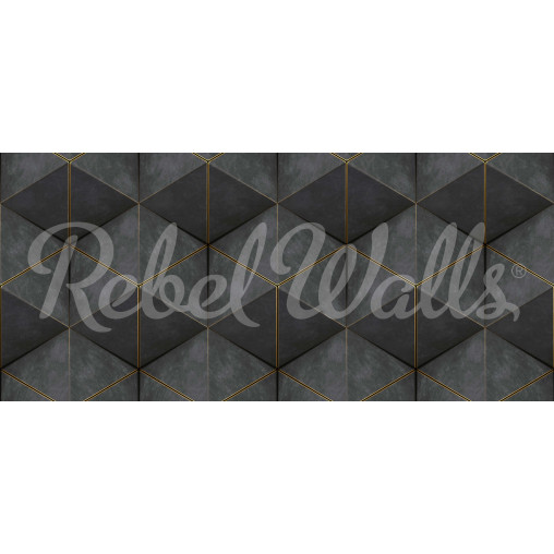 Tapet Hexagon Cube, Black, Rebel Walls - Img 2