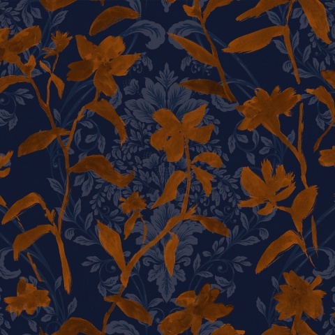 Tapet lavabil Blooming Damask, Tobacco, TresTintas 5mp / rola - Img 2