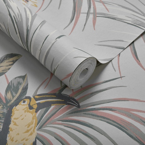 Tapet, Le Toucan, Soft Grey Luxury Bird, 1838 Wallcoverings, 5.3mp / rola - Img 2
