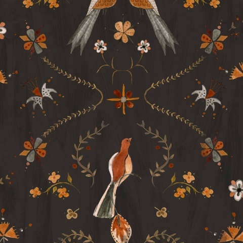 Tapet Metaphoric Birds, Black, Coordonne 5mp / rola - Img 2