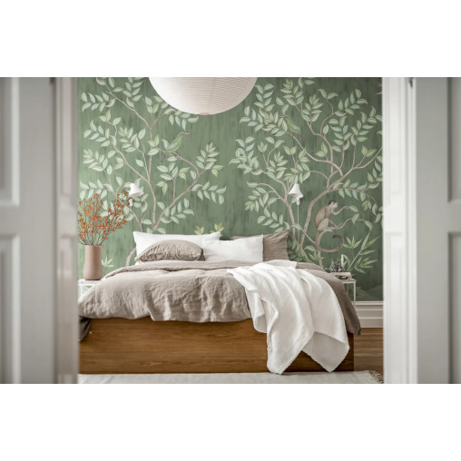 Tapet Monkeys Paradise, Sage Green, Rebel Walls