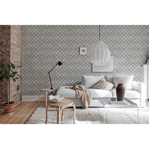 Tapet personalizabil Small Concrete Trellis, Harsh Grey, Rebel Walls, 5 mp / rola