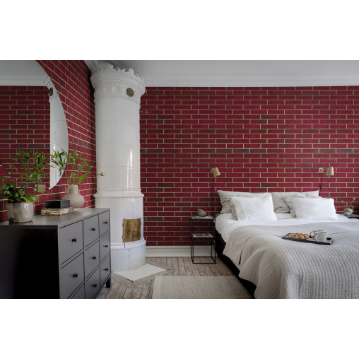 Tapet Wall of Tiles, Ruby Red, Rebel Walls