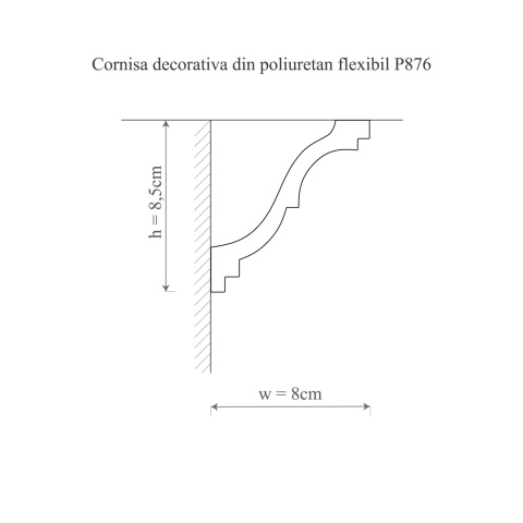 Cornisa poliuretan flexibil, Manavi, P876F - 8x8.5x200 cm - Img 2