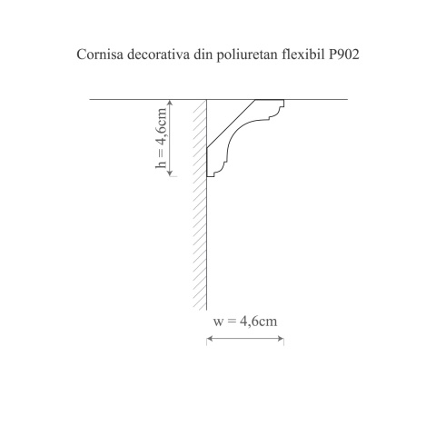 Cornisa poliuretan flexibil, Manavi P902F-4.6x4.6x200cm - Img 2