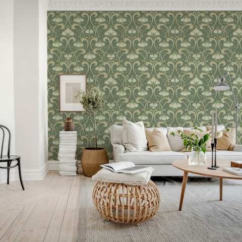 Fototapet, Art Nouveau Flower, Green, Rebel Walls - Img 3