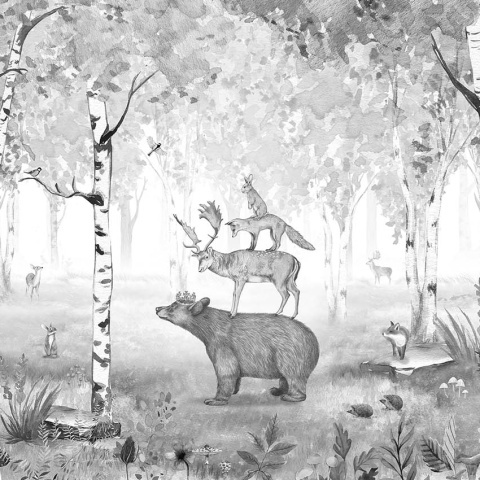 Fototapet Bear King - Black and White, Kikki Belle - Img 2