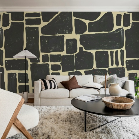 Fototapet, Block Print, Black, Rebel Walls