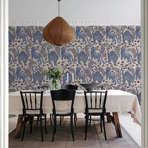 Fototapet, Bold Tigers, Blue, Rebel Walls