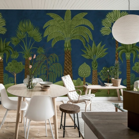 Fototapet, Botanical Bliss, Dark Blue, Rebel Walls