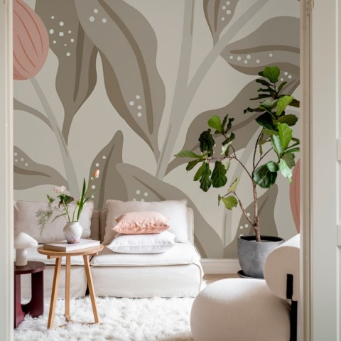 Fototapet, Cool Flora, Beige &amp; Pink, Rebel Walls - Img 3
