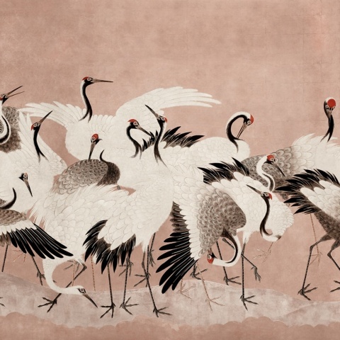Fototapet, Dancing Cranes, Dusty Pink, Rebel Walls - Img 2