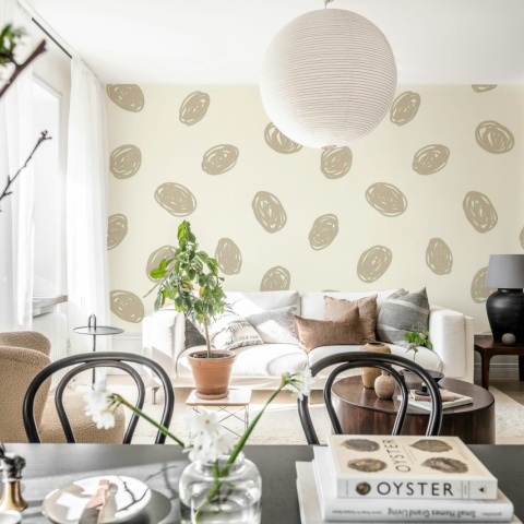Fototapet, Doodle Dots, Beige, Rebel Walls