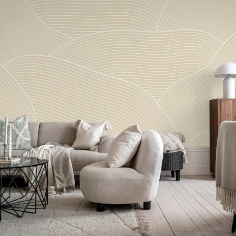Fototapet, Drawn Hills, Beige, Rebel Walls - Img 4