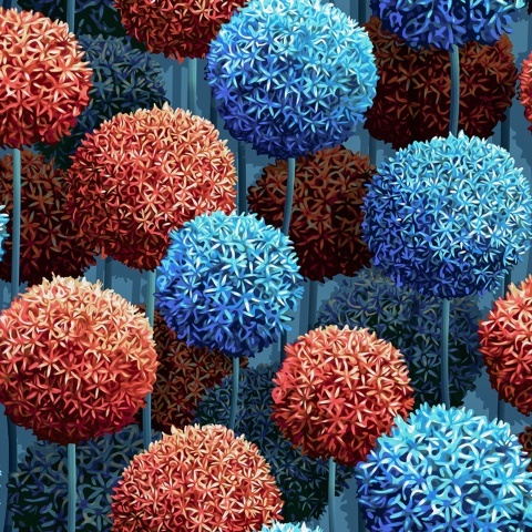 Fototapet, Elysian Flowers, Blue, Rebel Walls - Img 2