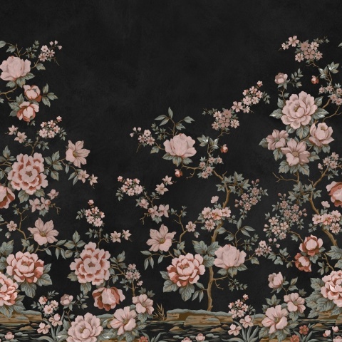 Fototapet, Floral Chinoiserie, Black, Rebel Walls - Img 2