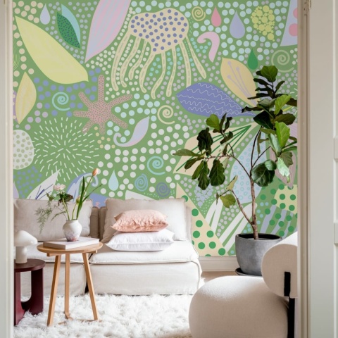 Fototapet, Flower Art, Green, Rebel Walls - Img 3