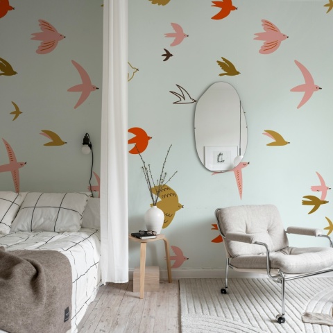 Fototapet, Flying Birds, Light Blue, Rebel Walls - Img 3