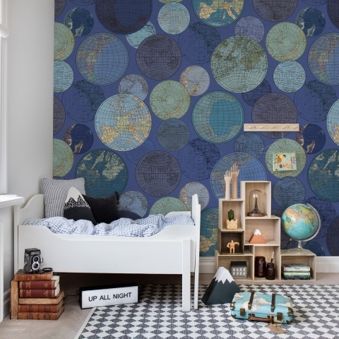 Fototapet, Globes Gathering, Blue, Rebel Walls