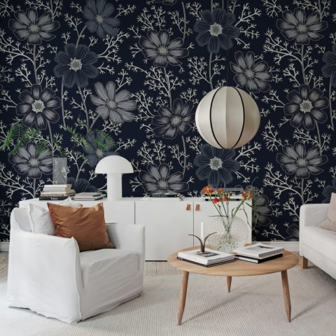 Fototapet, Grand Flowers, Blue, Rebel Walls