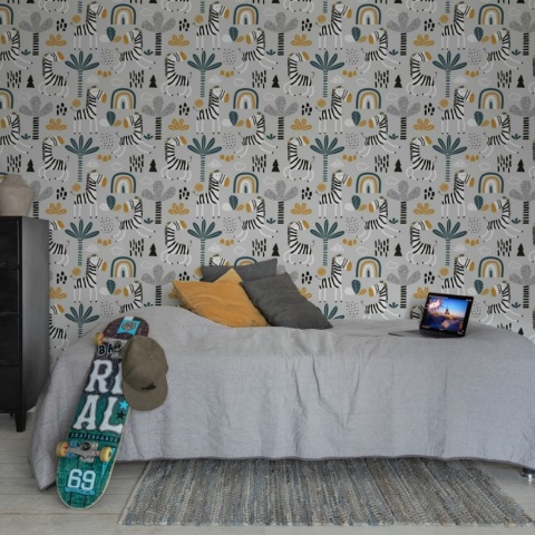 Fototapet, Happy Zebra, Gray, Rebel Walls - Img 3