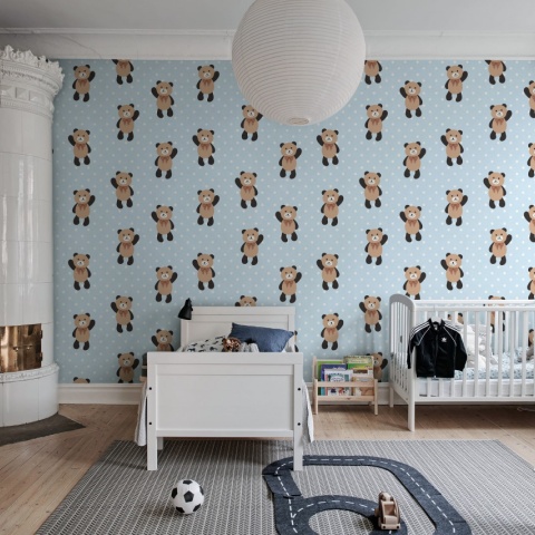 Fototapet, Hello Bear, Baby Blue, Rebel Walls - Img 4