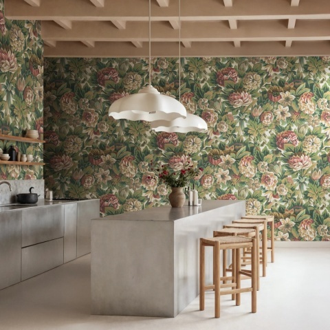 Fototapet, Heritage Floral, Red, Rebel Walls