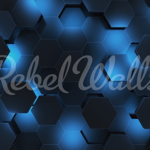 Fototapet, Hexagon, Blue, Rebel Walls - Img 2