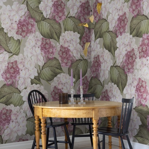 Fototapet, Hydrangea, Pink, Rebel Walls