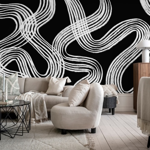 Fototapet, Ink Stripes, Black, Rebel Walls