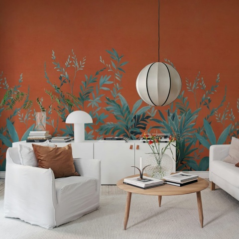 Fototapet, Jungle Meadow, Orange, Rebel Walls