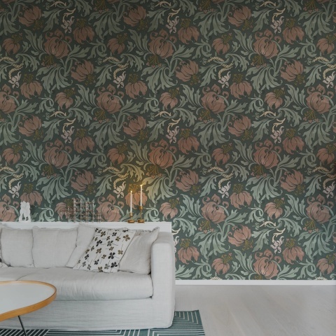 Fototapet, Midnight Peony, Burgundy, Rebel Walls