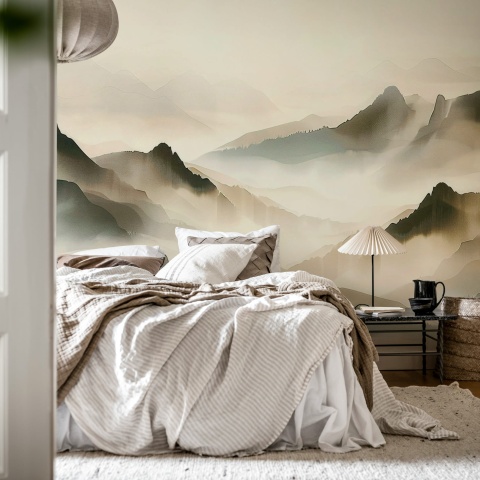 Fototapet, Misty Mountain, Beige, Rebel Walls - Img 3