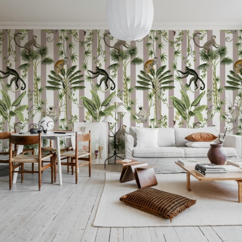 Fototapet, Monkey Stripes, Greige, Rebel Walls