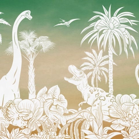 Fototapet Monochrome Dino - Green Sky, Kikki Belle - Img 2