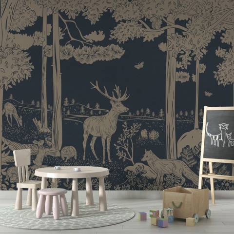 Fototapet Monochrome Forest - Blue Vintage, Kikki Belle - Img 4