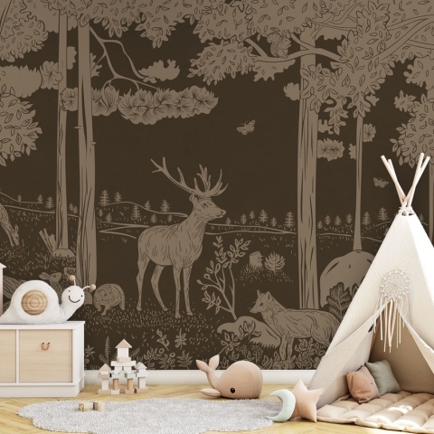 Fototapet Monochrome Forest - Brown Vintage, Kikki Belle - Img 5