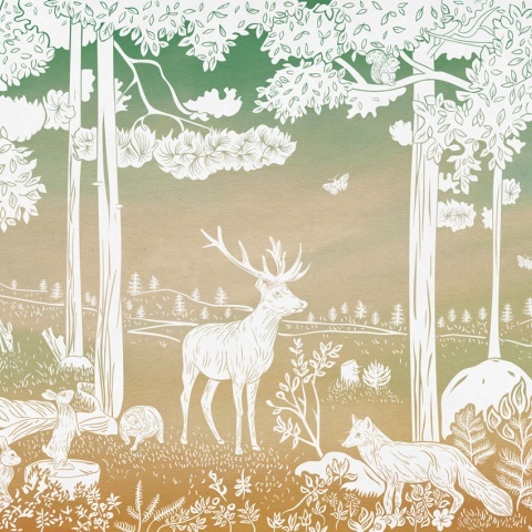 Fototapet Monochrome Forest - Green Sky, Kikki Belle - Img 2