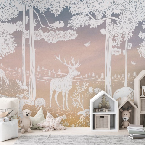 Fototapet Monochrome Forest - Pink Sky, Kikki Belle - Img 3