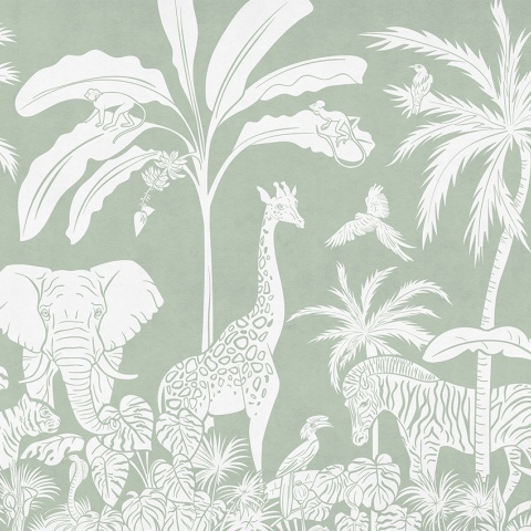 Fototapet Monochrome Jungle - Green, Kikki Belle - Img 2
