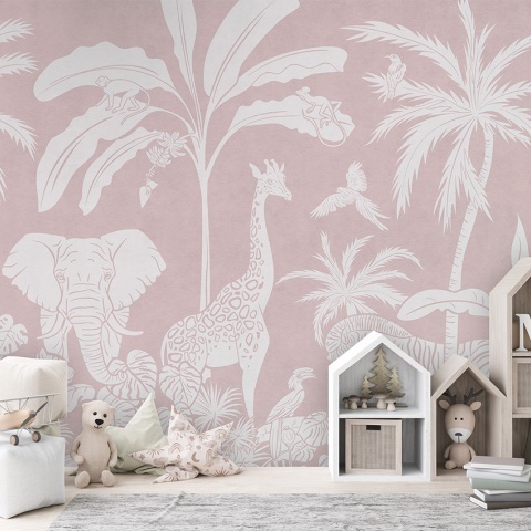 Fototapet Monochrome Jungle - Pink, Kikki Belle - Img 3