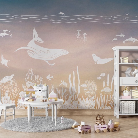 Fototapet Monochrome Sea - Aqua Pink, Kikki Belle - Img 5