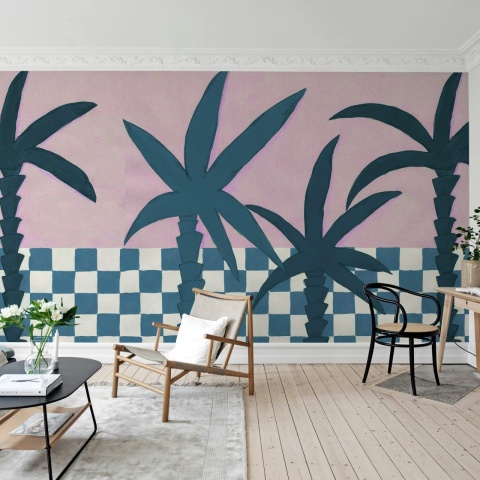 Fototapet, Palm Horizon, Blue & Pink, Rebel Walls