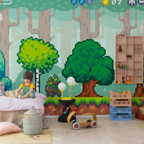 Fototapet, Pixel World, Green, Rebel Walls - Img 3