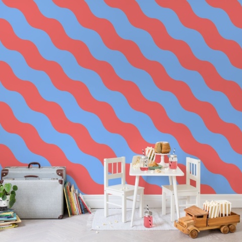 Fototapet, Polka Stripe, Red &amp; Blue, Rebel Walls - Img 6