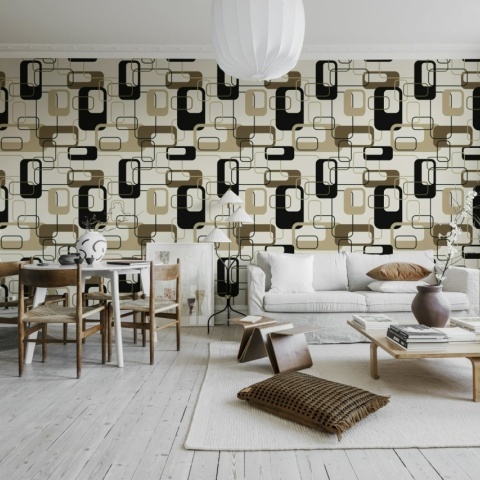 Fototapet, Retro Squares, Beige, Rebel Walls