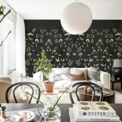 Fototapet, Serene Garden, Black, Rebel Walls
