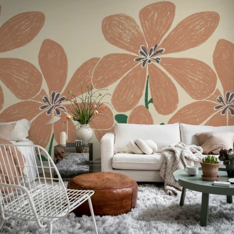 Fototapet, Sketched Flower, Red, Rebel Walls - Img 3