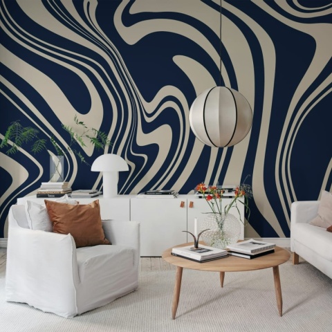 Fototapet, Swirly, Blue, Rebel Walls