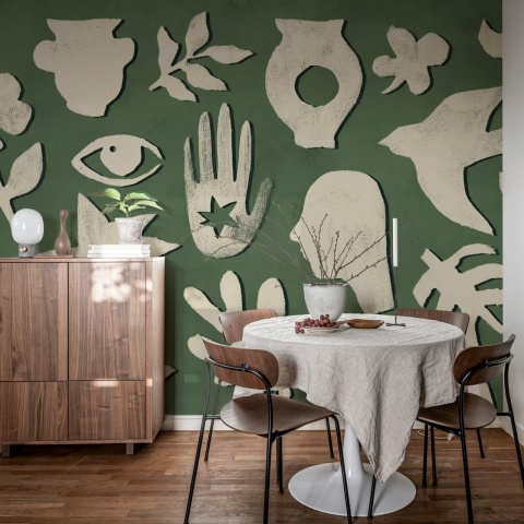 Fototapet, Symbolic, Green & Beige, Rebel Walls